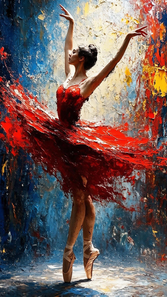 Abstract Impasto Ballet Luxurious-Lifestyle & Hobbies-3D Textured Wall Art | UV Embossed Canvas Wall Frame for Home decor and living room