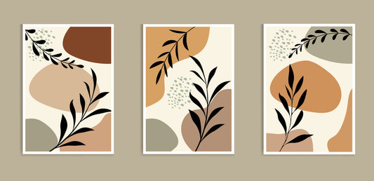 abstract-boho-botanical-wall-art-prints-set-3-3D Textured Wall Art | UV Embossed Canvas Wall Frame for Home decor