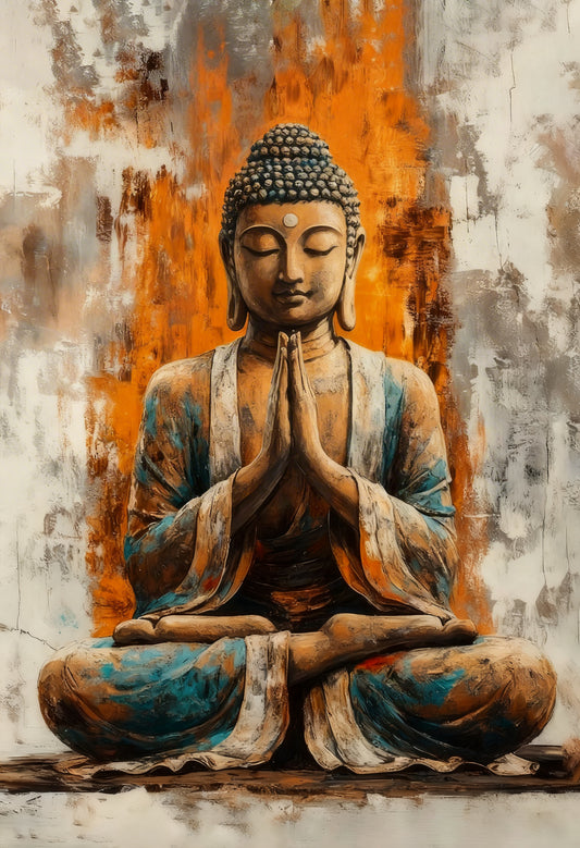 Buddha Meditation-Luxurious-Serenity & Wellness-3D Textured Wall Art | UV Embossed Canvas Wall Frame for Meditation Space