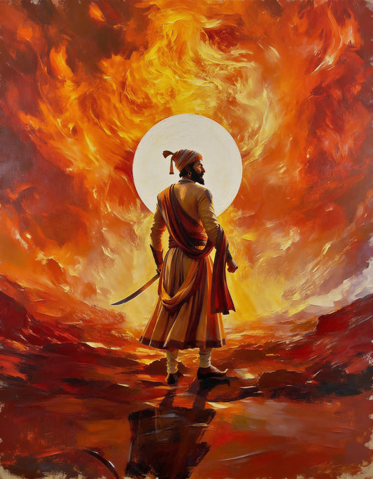 Fiery_warrior_chhatrapati_shivaji_maharaj Luxurious-Culture, Heritage & Folk Art-3D Textured Wall Art | UV Embossed Canvas Wall Frame for Home decor