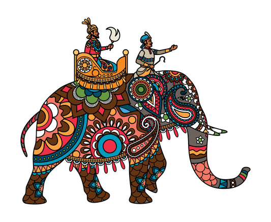 Indian decorated elephant with rider maharaja-Luxurious-Indian Culture & Folk Art 3D Textured Wall Art | UV Printed Embossed Canvas Wall Frame for Home Decor,living Room