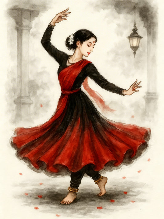 Kathak Dancer - Luxurious-Lifestyle & Hobbies-3D Textured Wall Art | UV Embossed Canvas Wall Frame for Living room and studio
