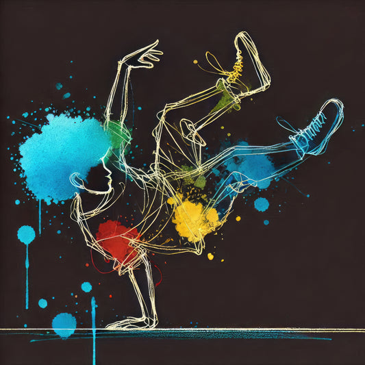 dynamic-breakdancer-abstract-wireframe--Luxurious-Lifestyle & Hobbies-3D Textured Wall Art | UV Embossed Canvas Wall Frame for Kids room and Sports area