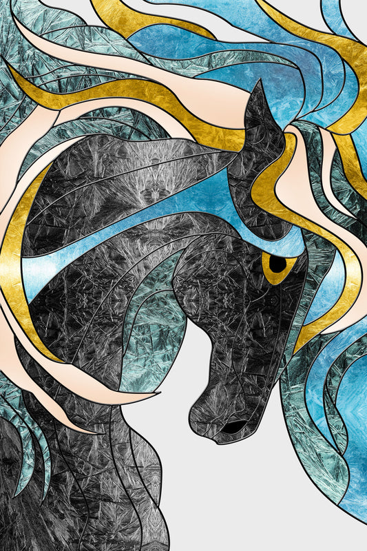 colorful-illustration-horse-Luxurious-Modern Art & Abstract| 3D Textured Wall Art | UV Printed Embossed Canvas Wall Frame for Office,Meditation Space
