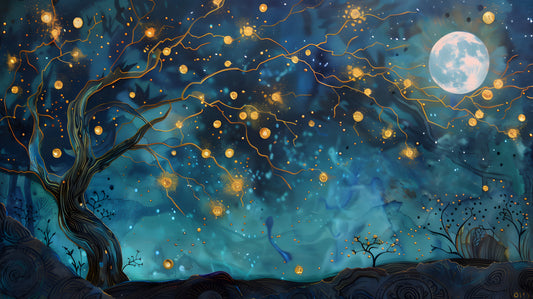 ethereal-sky-filled-with-glowing-radiant-moon-Cosmic & Fantasy-3D Textured Wall Art | UV Embossed Canvas Wall Frame for Kids room and bed room