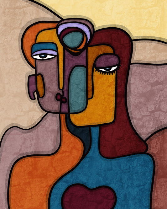 abstract-illustration-with-eyes-mouth-face-Luxurious-Modern Art & Abstract| 3D Textured Wall Art | UV Printed Embossed Canvas Wall Frame for Office,Meditation Space