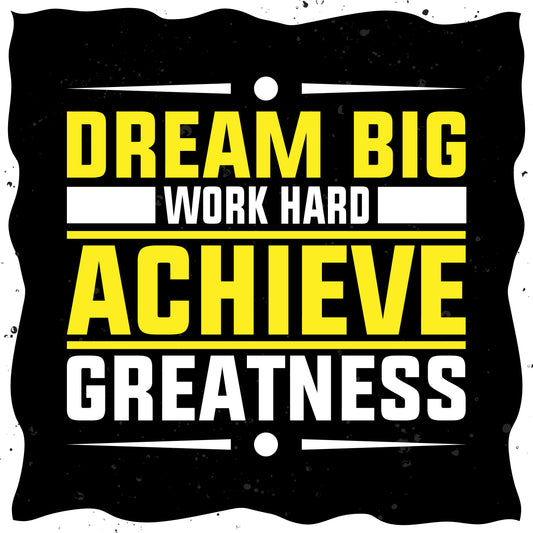 Work hard Achieve Greatness-Luxurious-Motivational & Typography| 3D Textured Wall Art | UV Printed Embossed Canvas Wall Frame for Office,Meditation Space