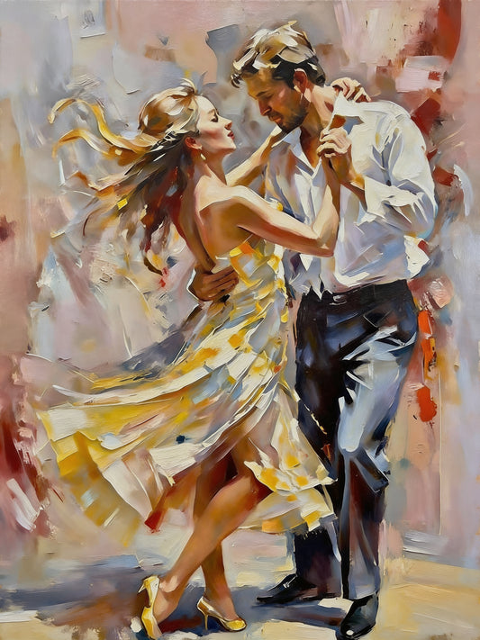 Romantic_Waltz_Couple_Dance-Luxurious-Love & Togetherness-3D Textured Wall Art | UV Embossed Canvas Wall Frame for bed room