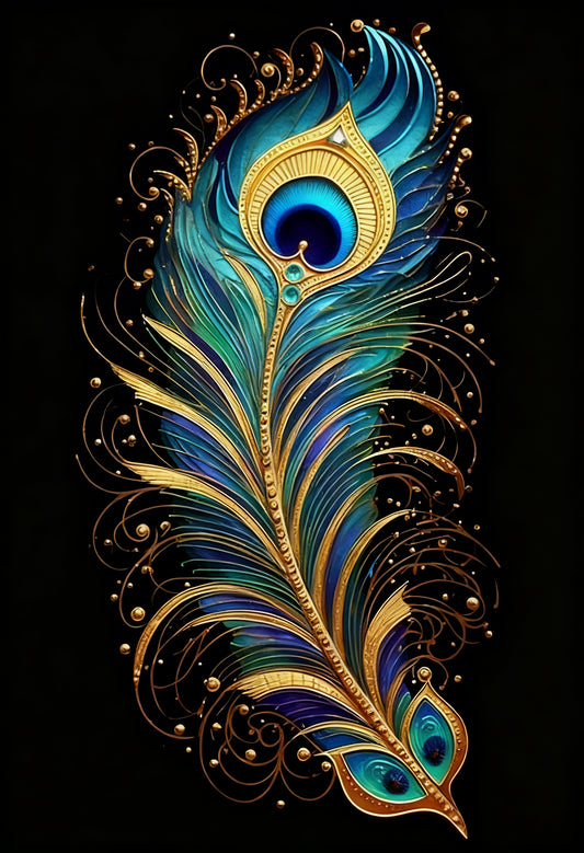 The Gilded Feather-Luxurious-Spiritual & Mindful 3D Textured Wall Art | UV Printed Embossed Canvas Wall Frame for Prayer room ,Meditation Space