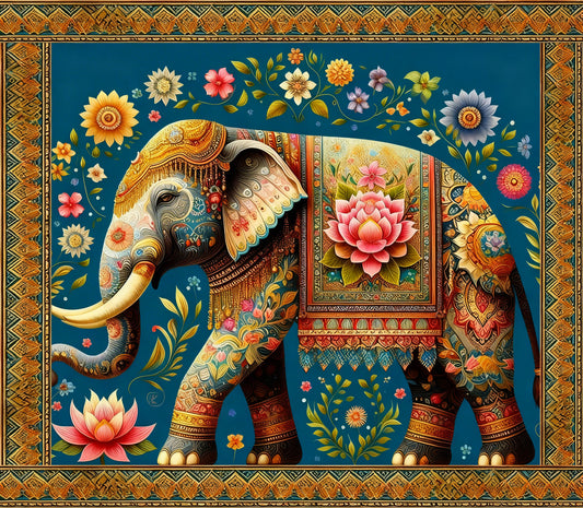 The Guardian of Peace ornate elephant-Luxurious-Wildlife & Animals-3D Textured Wall Art | UV Embossed Canvas Wall Frame for Home decor
