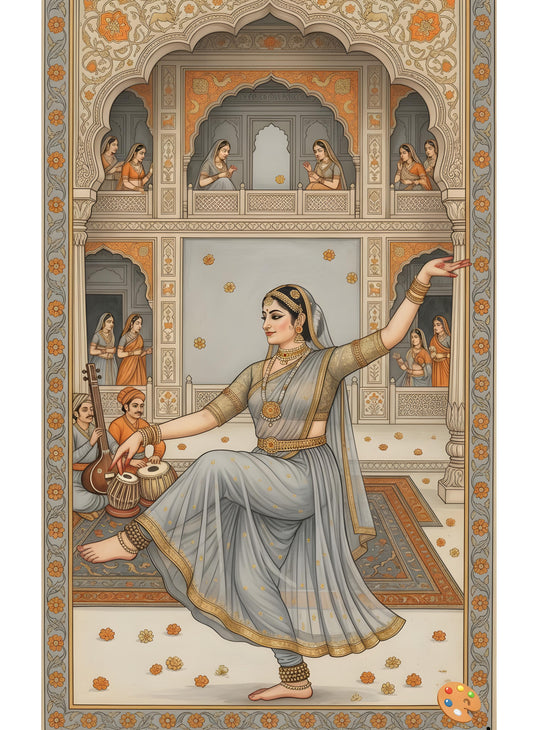 The Royal Kathak-Luxurious-Indian Culture & Folk Art 3D Textured Wall Art | UV Printed Embossed Canvas Wall Frame for Home Decor,living Room