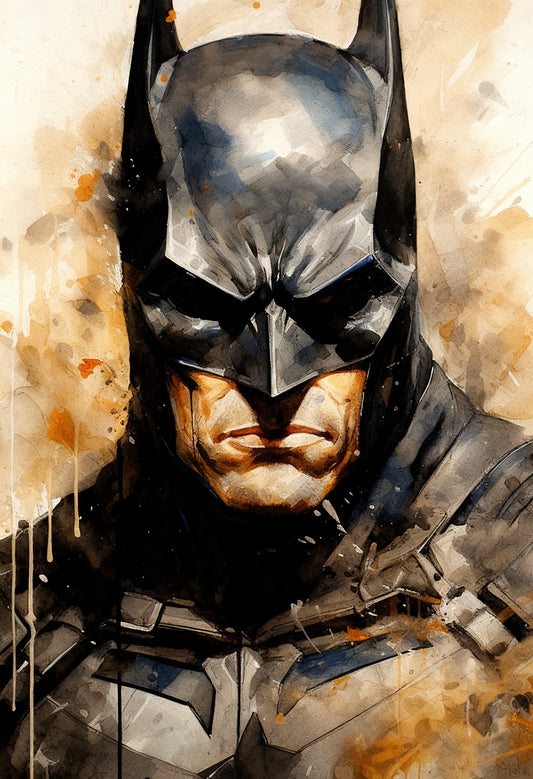 This intense watercolor of Batman-Premium-Kids & Whimsical-3D Textured Wall Art | UV Embossed Canvas Wall Frame for Kids room