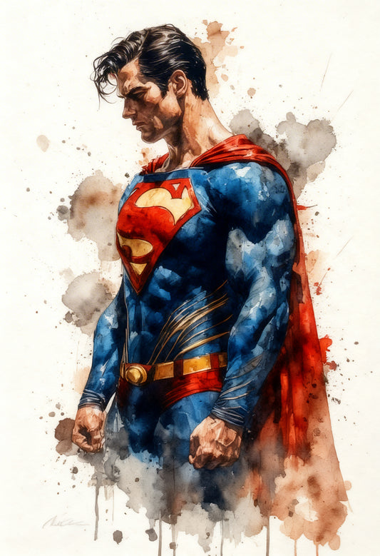 This powerful Superman captures a mood-Luxury-Kids & Whimsical-3D Textured Wall Art | UV Embossed Canvas Wall Frame for Kids room