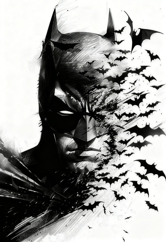 Batman captures a powerful moment of transformation-Premium-Kids & Whimsical-3D Textured Wall Art | UV Embossed Canvas Wall Frame for Kids room