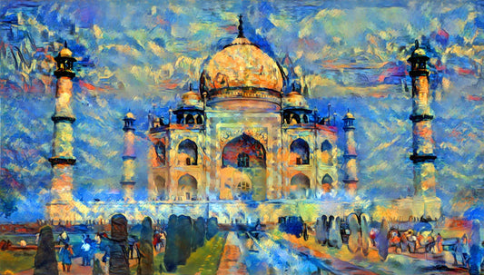 artwork-taj-mahal-india-Luxurious-Indian Culture & Folk Art 3D Textured Wall Art | UV Printed Embossed Canvas Wall Frame for Home Decor,living Room