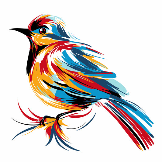 bird-illustration-with-pop-art-style-Luxurious-Wildlife & Animals-3D Textured Wall Art | UV Embossed Canvas Wall Frame for Home decor