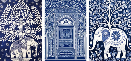 Mughal/Rajasthani architectural and botanical motifs-luxury-3D Textured Wall Art | UV Embossed Canvas Wall Frame for Home decor