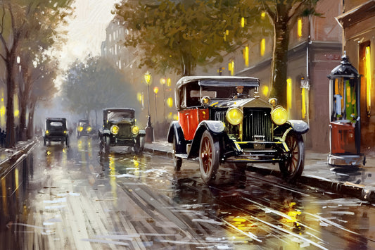 old-city-cars-Luxurious-Nature and landscape | 3D Textured Wall Art | UV Printed Embossed Canvas Wall Frame for Home Decor,Living Room