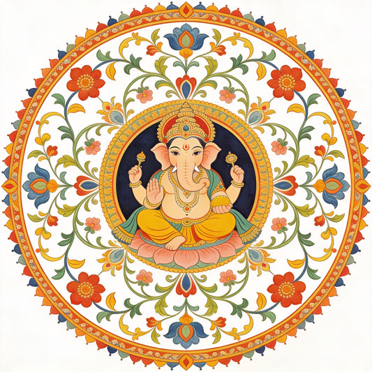 lord-ganesha-in-tradition-Luxurious | 3D Textured Wall Art | UV Printed Embossed Canvas Wall Frame for living room