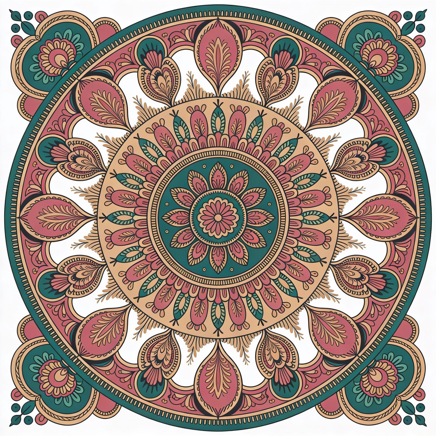 indian-mandala-Luxurious | 3D Textured Wall Art | UV Printed Embossed Canvas Wall Frame for living room