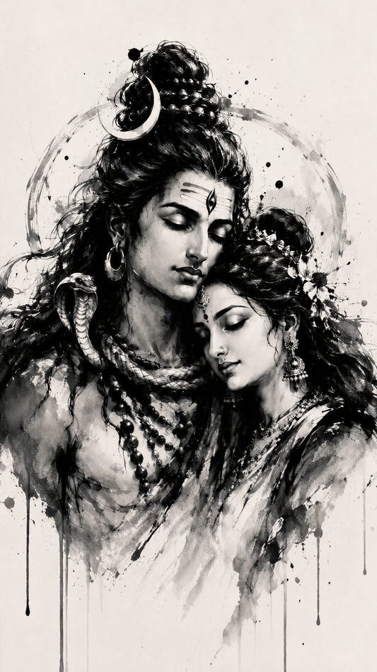 Shiv Shakti: Eternal Union-Luxurious-Gods and Divine Art 3D Textured Wall Art | UV Printed Embossed Canvas Wall Frame for Home Decor,living Room