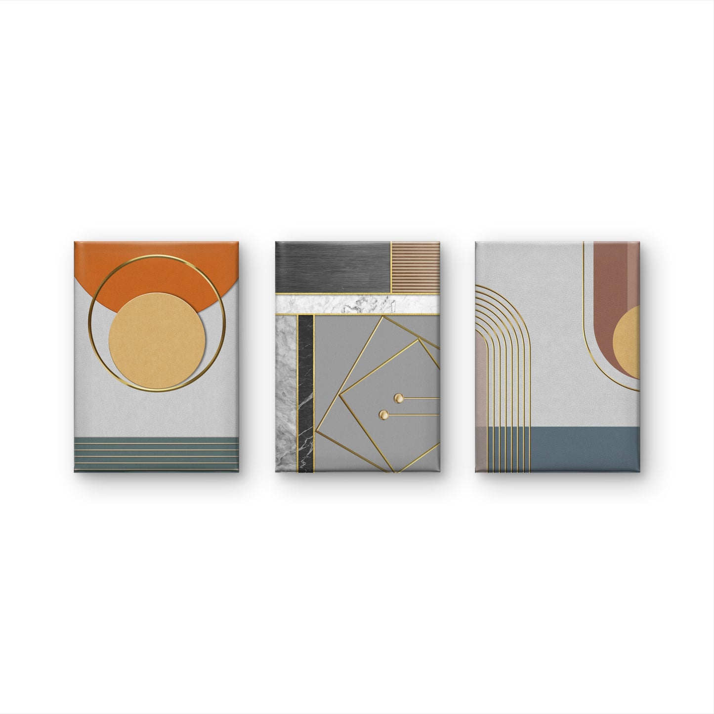 triptych-gray-gold-line-abstract-geometric-color-block-combination-luxury-3D Textured Wall Art | UV Embossed Canvas Wall Frame for Home decor