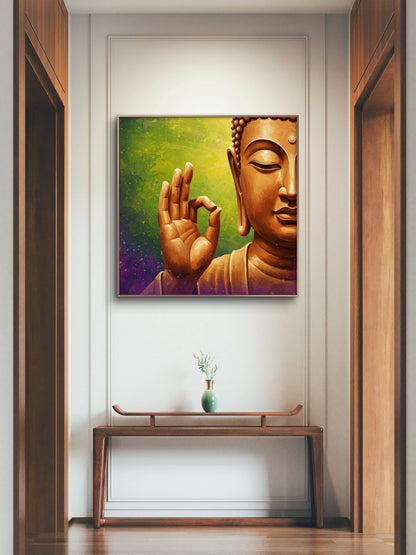 buddhas-face-and-hand-Luxurious-Serenity & Wellness-3D Textured Wall Art | UV Embossed Canvas Wall Frame for Meditation Space