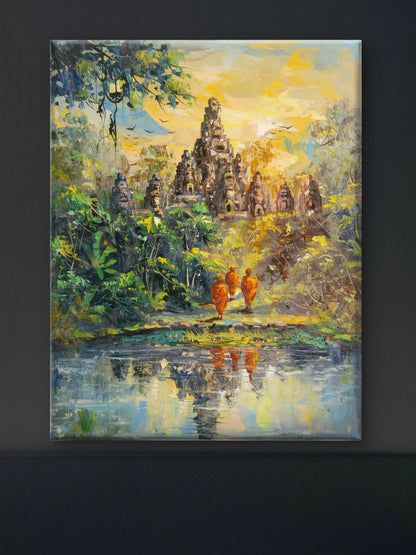 The Path to Enlightenment-Luxurious-Spiritual & Mindful 3D Textured Wall Art | UV Printed Embossed Canvas Wall Frame for Prayer room ,Meditation Space