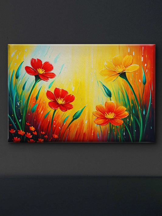 colorful-spring-Flower-Luxury-Floral & Botanical-3D Textured Wall Art | UV Embossed Canvas Wall Frame for home decor and Restaurant