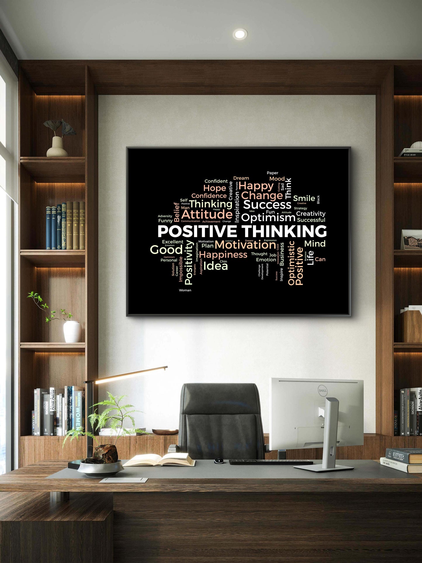 positive_thinking-Luxurious-Motivational & Typography| 3D Textured Wall Art | UV Printed Embossed Canvas Wall Frame for Office,Meditation Space