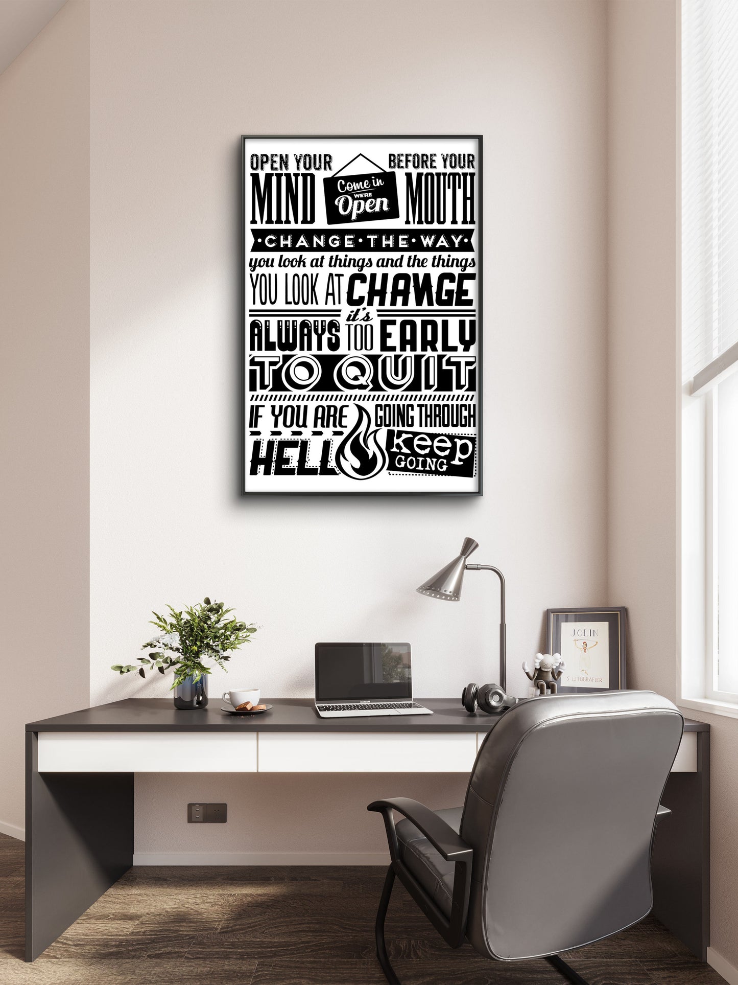 change the way-Luxurious-Motivational & Typography| 3D Textured Wall Art | UV Printed Embossed Canvas Wall Frame for Office,Meditation Space