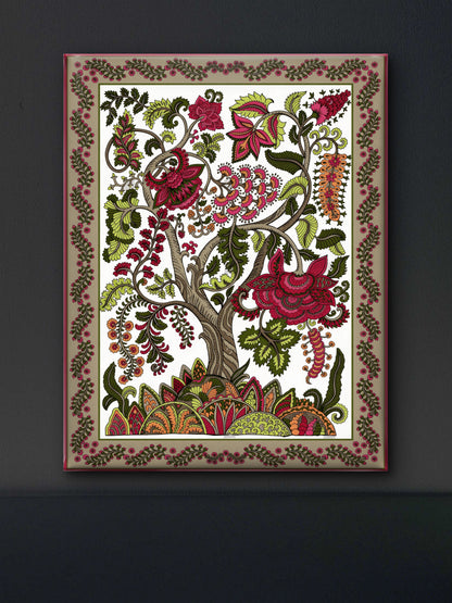 Colorful ornamental floral paisley shawl-Luxurious-Indian Culture &  Folk Art 3D Textured Wall Art | UV Printed Embossed Canvas Wall Frame for Home Decor,living Room