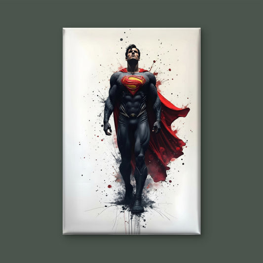 This powerful splash portrait of Superman-Luxury-Kids & Whimsical-3D Textured Wall Art | UV Embossed Canvas Wall Frame for Kids room