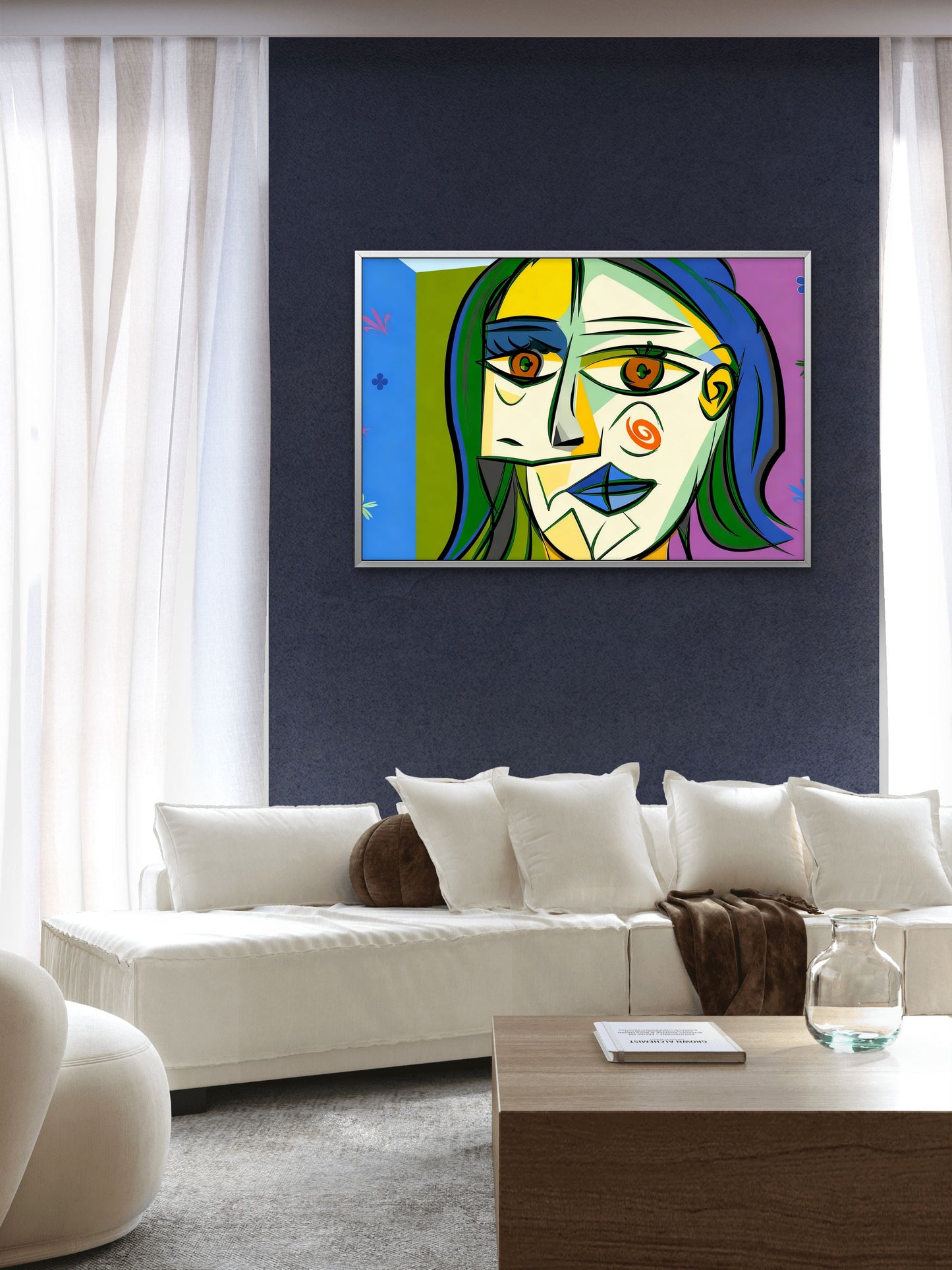 a-cubist-portrait-of-a-womans-face-Luxurious-Modern Art & Abstract| 3D Textured Wall Art | UV Printed Embossed Canvas Wall Frame for Office,Meditation Space