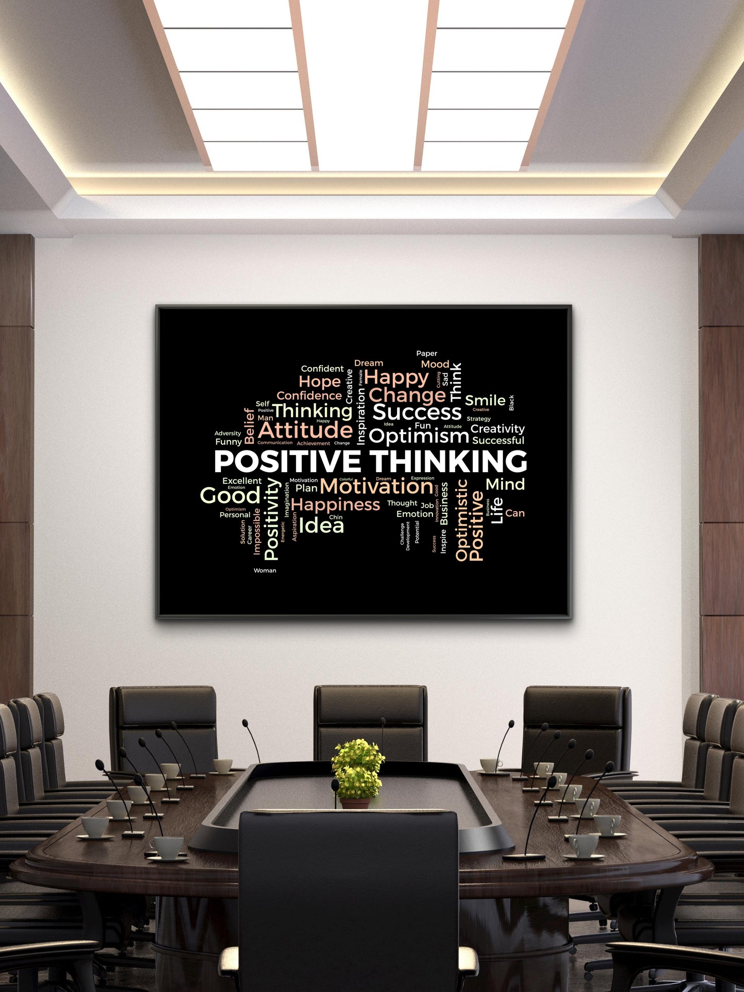 positive_thinking-Luxurious-Motivational & Typography| 3D Textured Wall Art | UV Printed Embossed Canvas Wall Frame for Office,Meditation Space