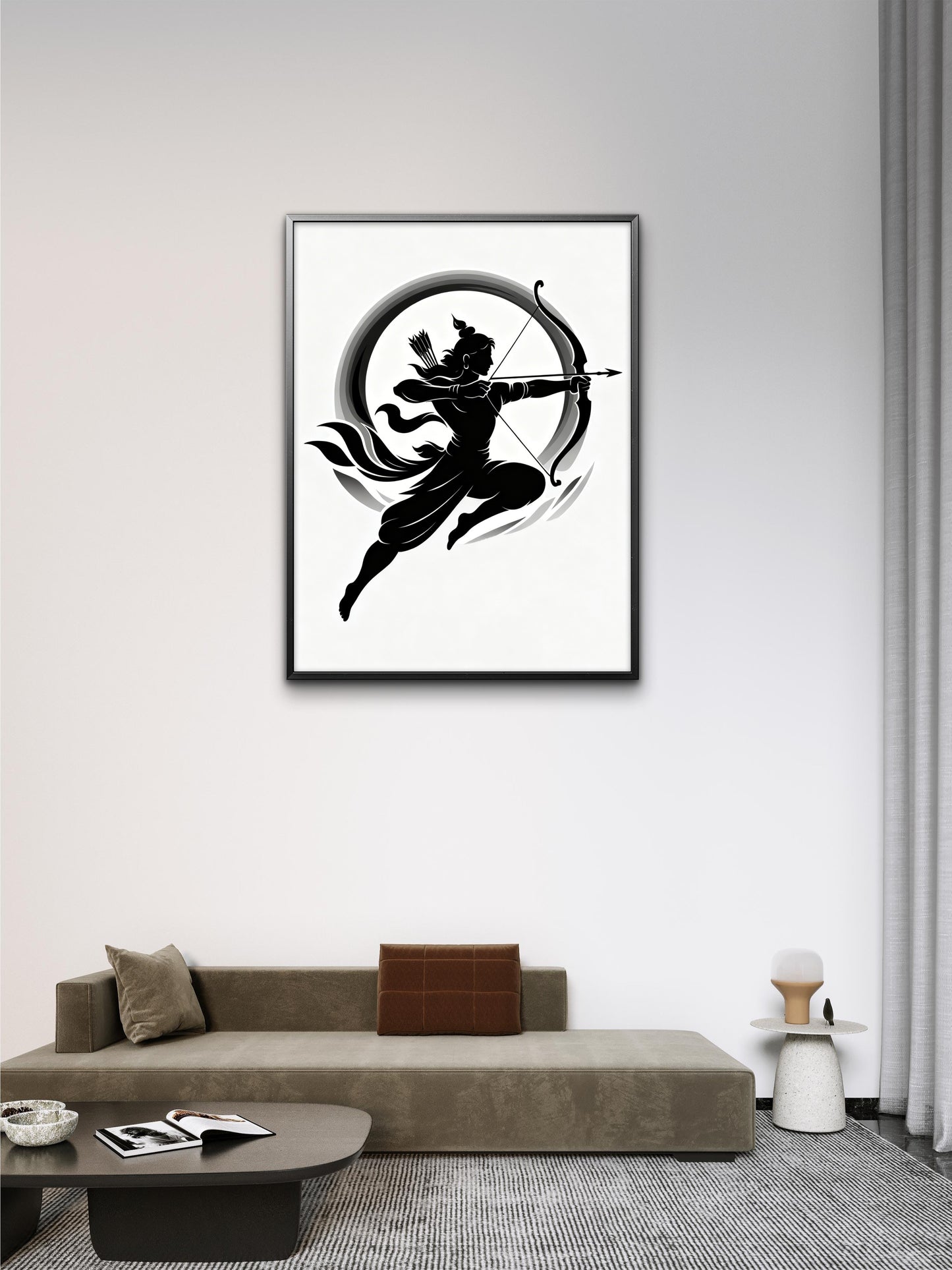 The Archer of Ayodhya-Luxurious-Spiritual & Mindful 3D Textured Wall Art | UV Printed Embossed Canvas Wall Frame for Prayer room ,Meditation Space