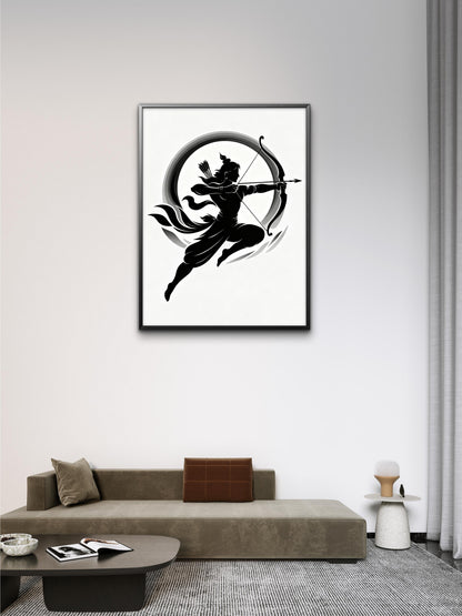 The Archer of Ayodhya-Luxurious-Spiritual & Mindful 3D Textured Wall Art | UV Printed Embossed Canvas Wall Frame for Prayer room ,Meditation Space