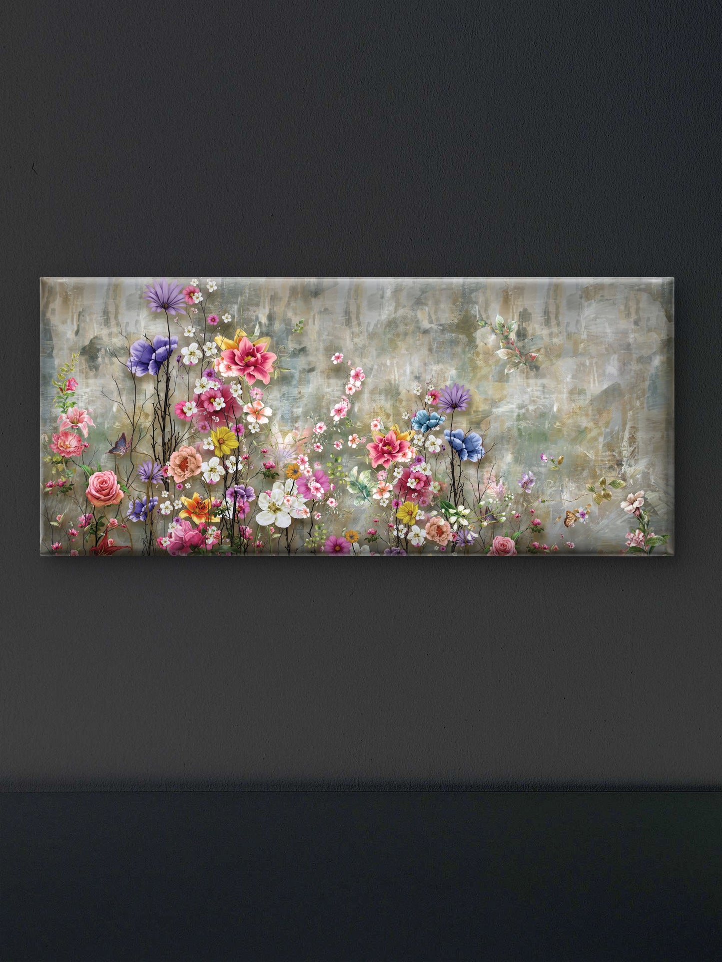 flower-Luxury abstract flower-Floral & Botanical-3D Textured Wall Art | UV Embossed Canvas Wall Frame for home decor and bed room