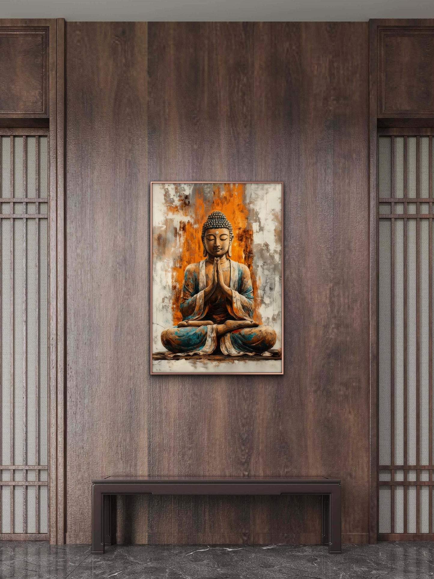 Buddha Meditation-Luxurious-Serenity & Wellness-3D Textured Wall Art | UV Embossed Canvas Wall Frame for Meditation Space