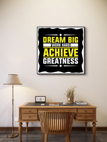 Work hard Achieve Greatness-Luxurious-Motivational & Typography| 3D Textured Wall Art | UV Printed Embossed Canvas Wall Frame for Office,Meditation Space