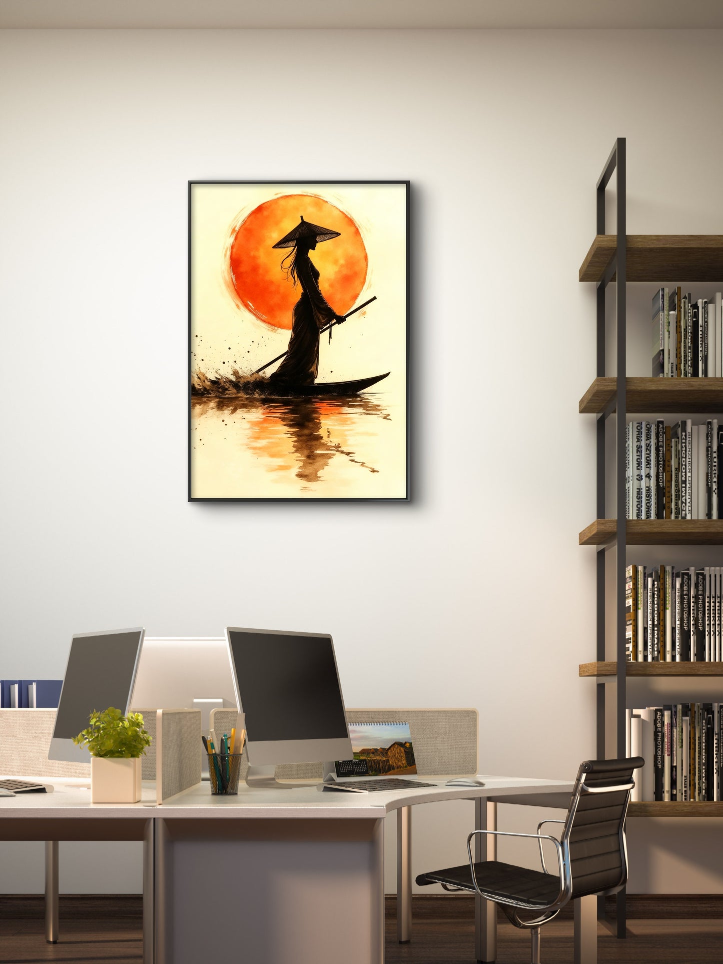 Serenity in the Rising Sun-Luxurious-Modern Art & Abstract| 3D Textured Wall Art | UV Printed Embossed Canvas Wall Frame for Office,Meditation Space
