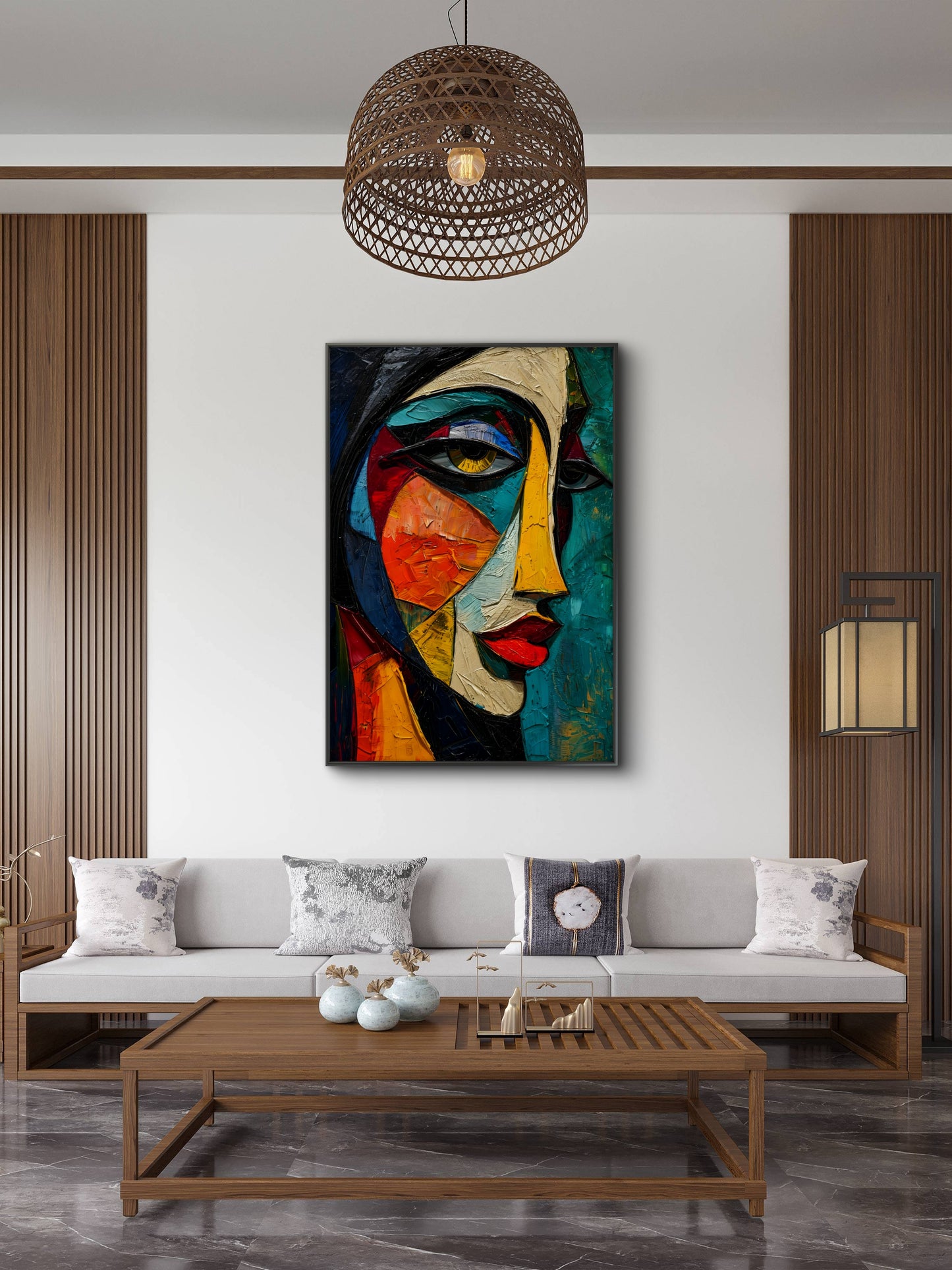 Picasso Style Art-Luxurious-Modern Art & Abstract| 3D Textured Wall Art | UV Printed Embossed Canvas Wall Frame for Office,Meditation Space