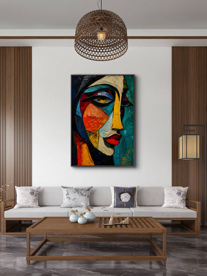 Picasso Style Art-Luxurious-Modern Art & Abstract| 3D Textured Wall Art | UV Printed Embossed Canvas Wall Frame for Office,Meditation Space