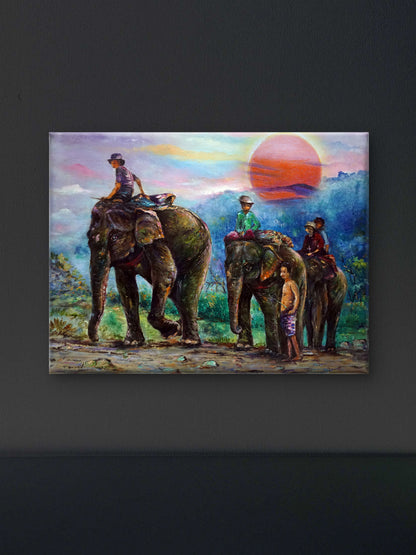 impressionism-masterpieces-Elephant-Luxurious-Wildlife & Animals-3D Textured Wall Art | UV Embossed Canvas Wall Frame for Home decor