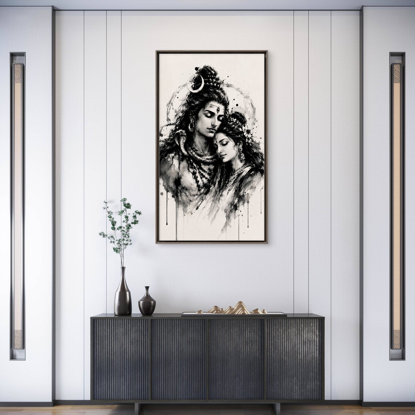Shiv Shakti: Eternal Union-Luxurious-Gods and Divine Art 3D Textured Wall Art | UV Printed Embossed Canvas Wall Frame for Home Decor,living Room