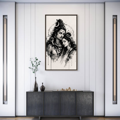 Shiv Shakti: Eternal Union-Luxurious-Gods and Divine Art 3D Textured Wall Art | UV Printed Embossed Canvas Wall Frame for Home Decor,living Room