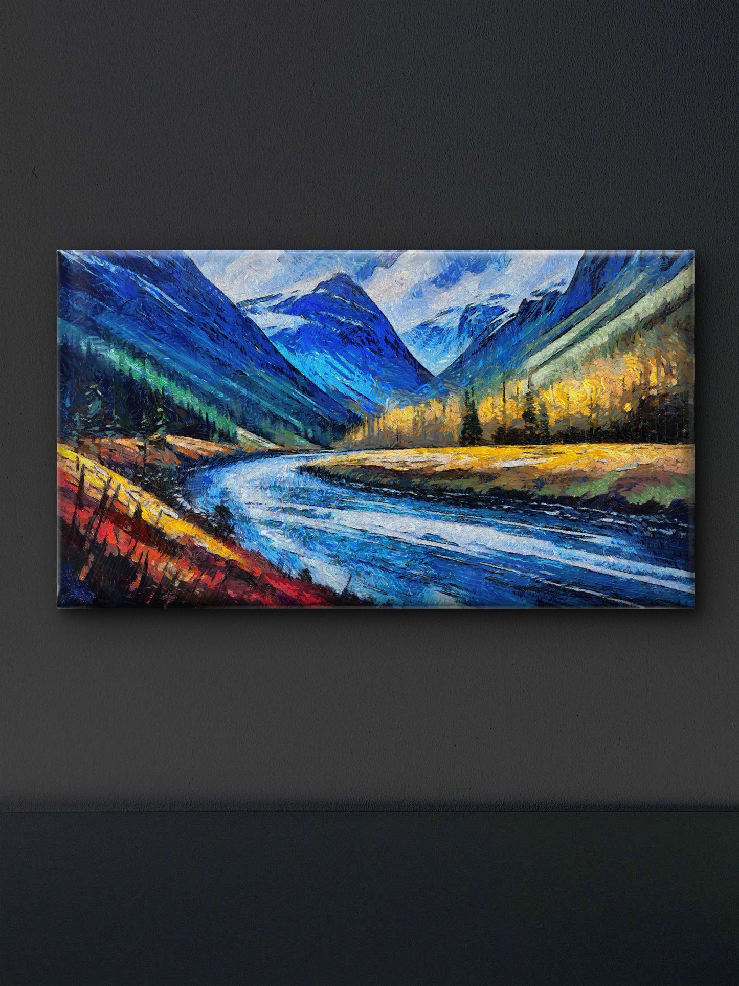 a small house on the shore of a mountain lake-Luxurious-Nature and landscape | 3D Textured Wall Art | UV Printed Embossed Canvas Wall Frame for Home Decor,Living Room