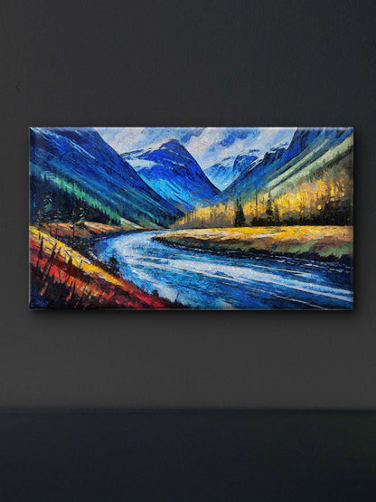 a small house on the shore of a mountain lake-Luxurious-Nature and landscape | 3D Textured Wall Art | UV Printed Embossed Canvas Wall Frame for Home Decor,Living Room