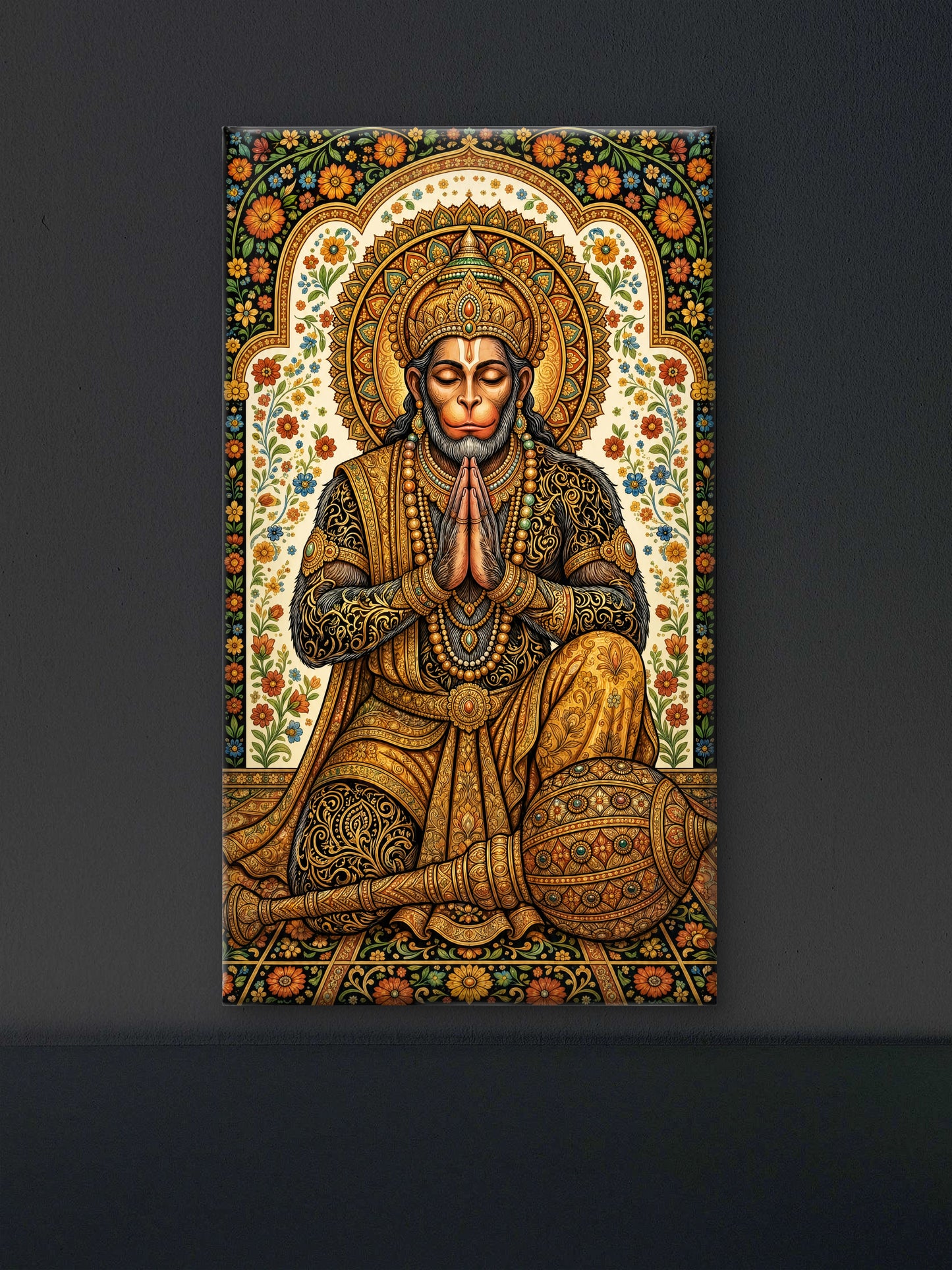Lord Hanuman -Luxurious-Gods and Divine Art 3D Textured Wall Art | UV Printed Embossed Canvas Wall Frame for Home Decor,living Room