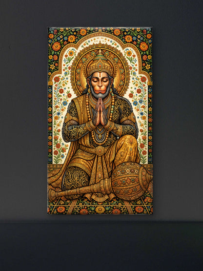 Lord Hanuman -Luxurious-Gods and Divine Art 3D Textured Wall Art | UV Printed Embossed Canvas Wall Frame for Home Decor,living Room